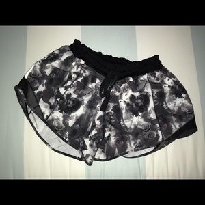 Black and Grey flowered lulu lemon shorts